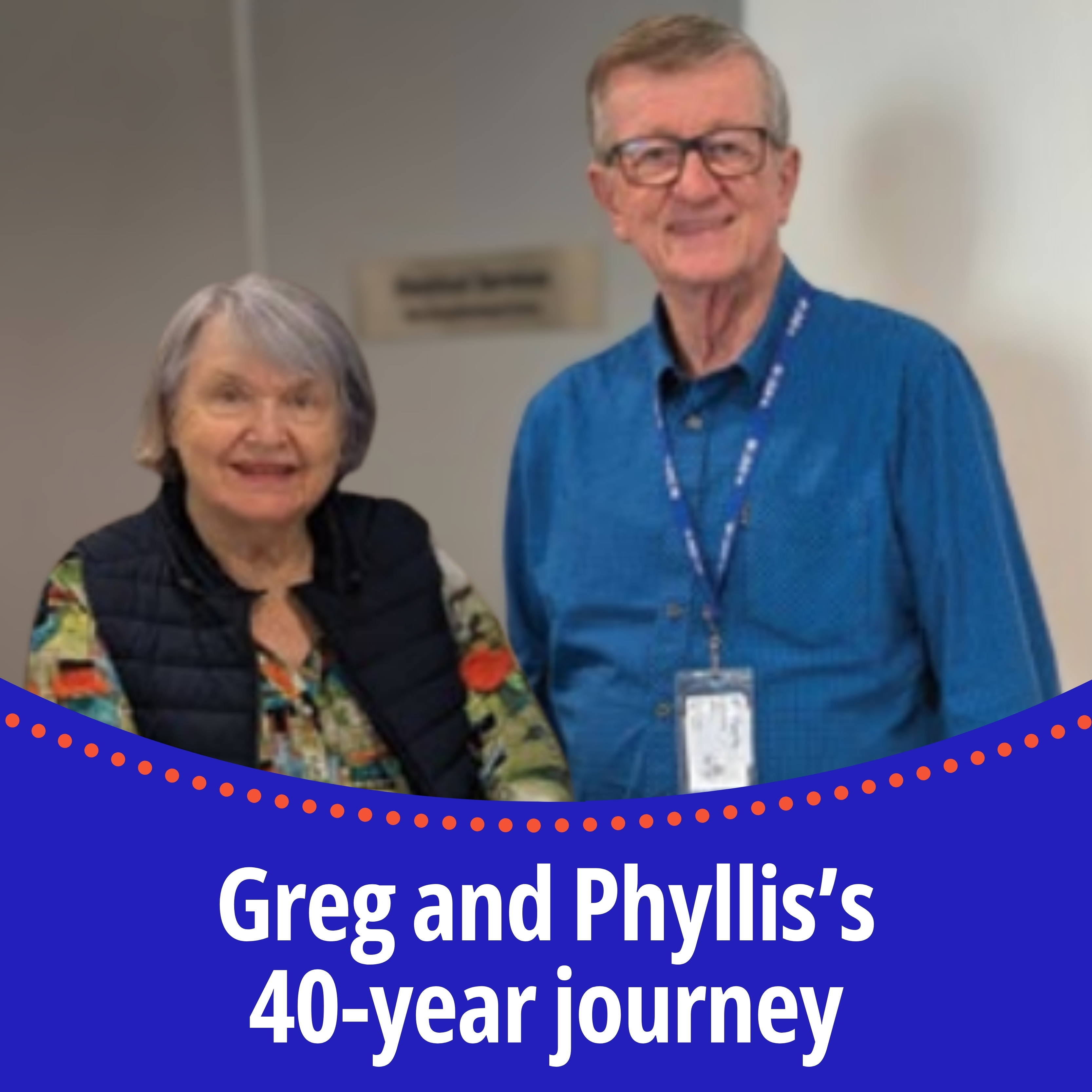 A photo of Greg and Phyllis, a couple who are both Lifeline Queensland Volunteer Crisis Supporters.